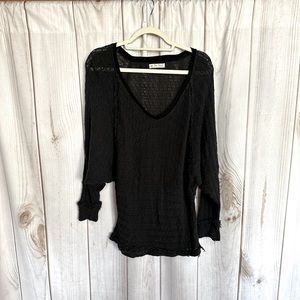 Free People Black Distressed Tunic Top - Size Medium